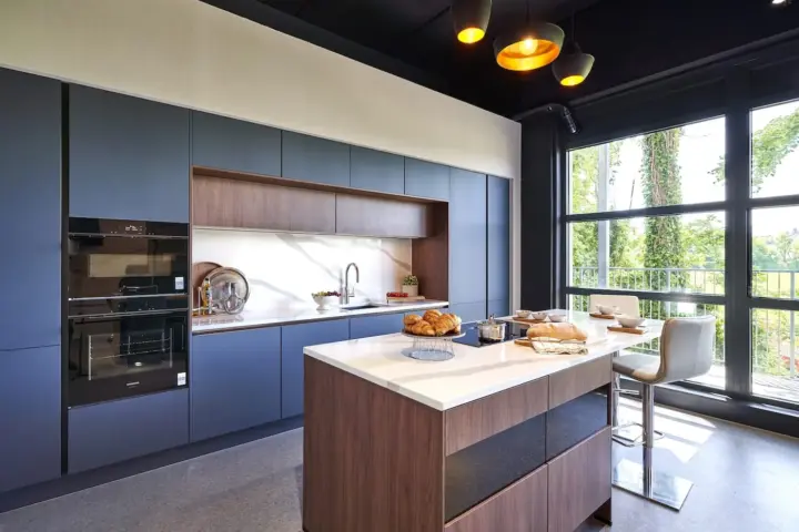 Fjord blue kitchen - Timbercraft Dublin showrooms