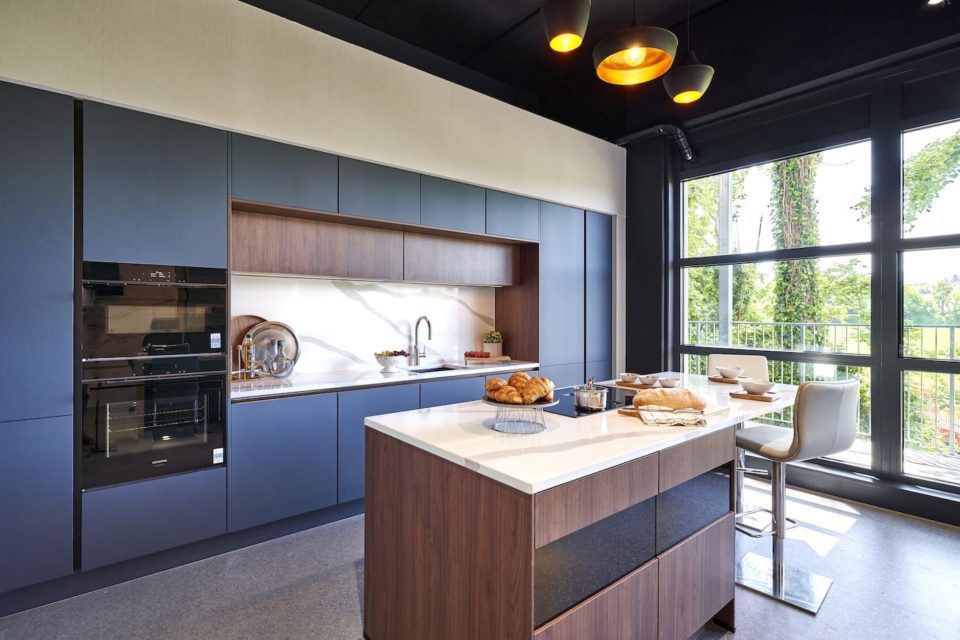 Fjord blue kitchen - Timbercraft Dublin showrooms