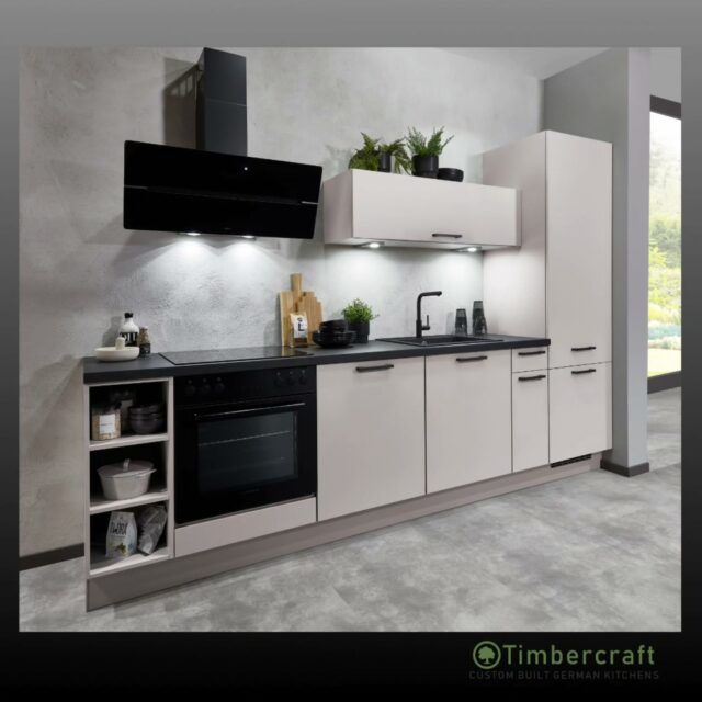 Subtle tone. Strong presence.

Satin Grey doors create a calm, contemporary foundation, elevated by bold black bar handles that add a sharp, modern edge. The Concrete Black reproduction laminate worktop deepens the look, introducing a sleek, industrial contrast that ties the entire space together.

Clean, confident design, built to stand out without saying a word.

🌱 Let your German dream kitchen come to life with Timbercraft custom-built German designs!

💡 Ready to elevate your space? Visit us at timbercraft.ie.

#germankitchen #modernkitchen #homedesign #kitchendesign #bespokekitchen