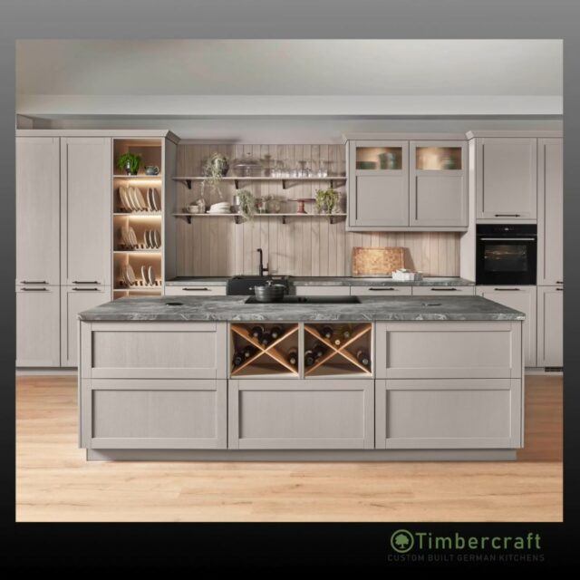 Where warmth meets quiet sophistication.

Lacquered laminate doors in a Macchiato wood texture bring a soft, natural richness to the space, elevated by bronze metallic handles that add a subtle touch of luxury. The Mystic Grey marble reproduction laminate worktop introduces depth and elegance, perfectly balancing texture and tone throughout.

A kitchen that feels timeless, refined, and made for moments that matter.

🌱 Let your German dream kitchen come to life with Timbercraft custom-built German designs!

💡 Ready to elevate your space? Visit us at timbercraft.ie.

#germankitchen #modernkitchen #homedesign #kitchendesign #bespokekitchen